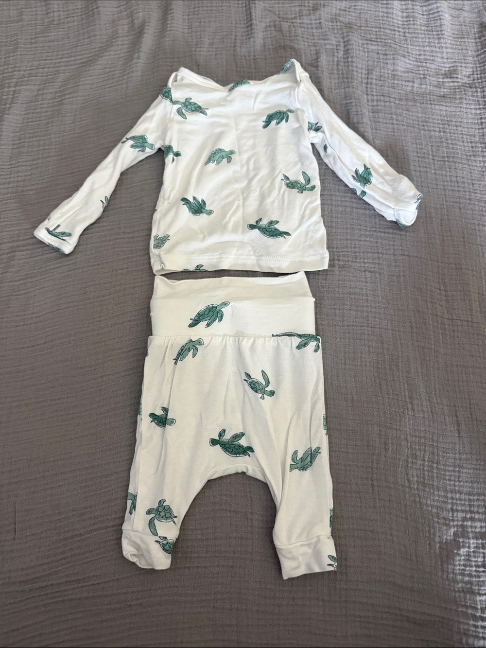 Carter's White Two-Piece Pajama Set with Green Turtle Print